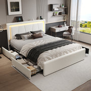 upholstered platform bed frame 4 storage drawers twin full
