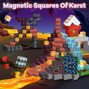 magnetic building block toy lava adventure halloween scene