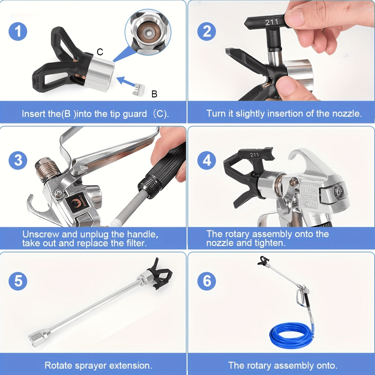 17 in 1 airless spray gun accessory kit sprayer main unit