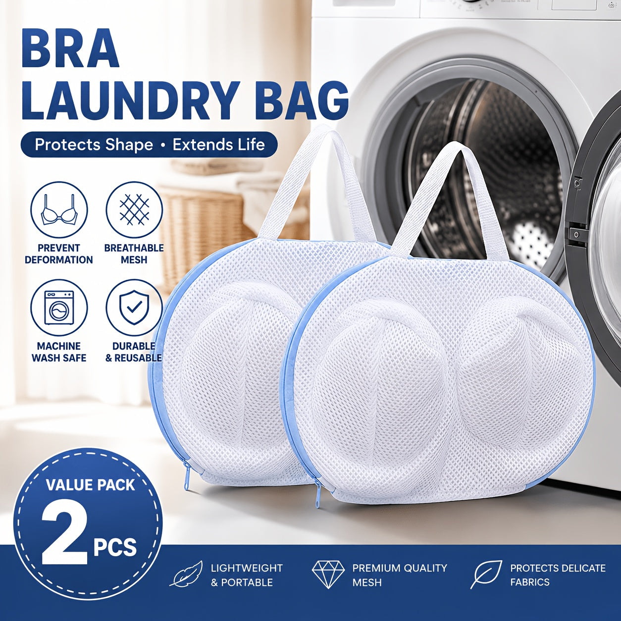 2pcs 3d bra laundry bag handle anti deformation mesh wash