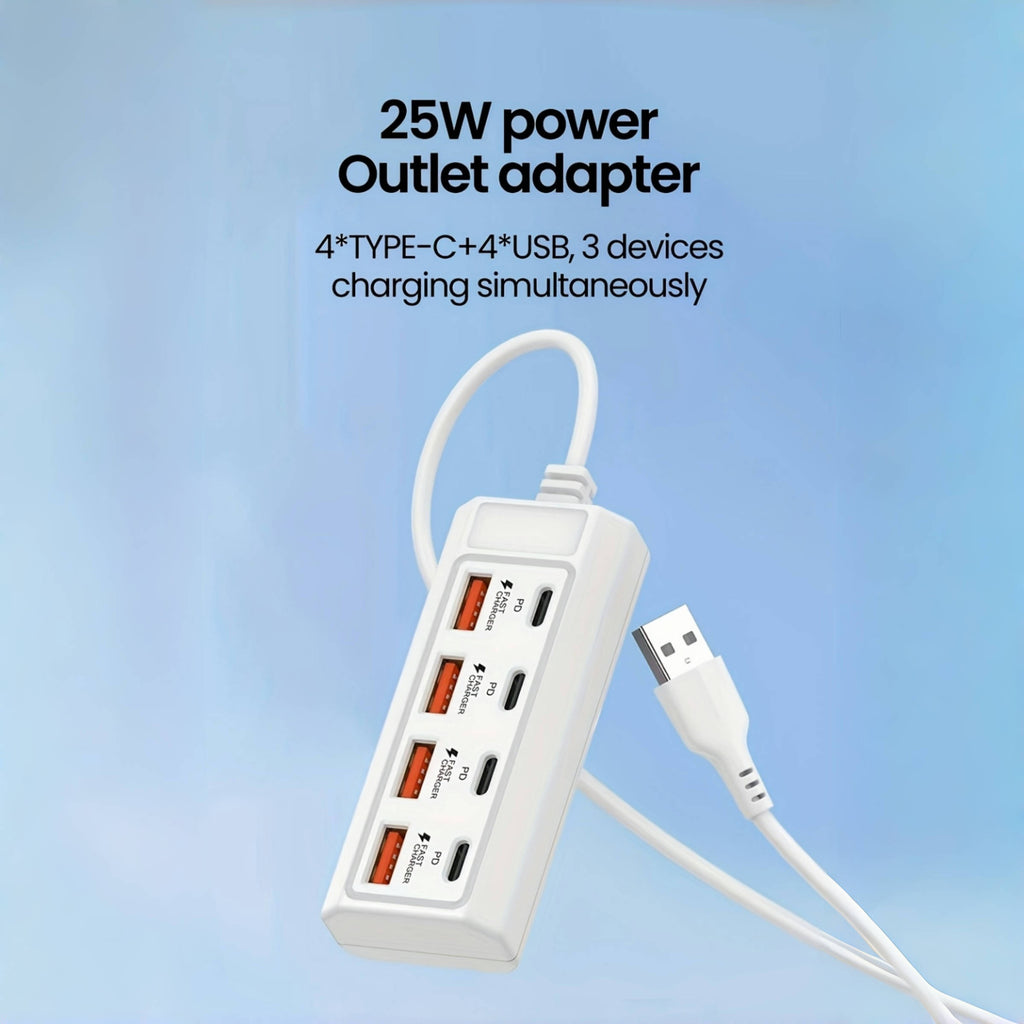 1pc25w rv fast charging   port usb hub 4usb a 4type