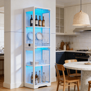 single door glass display cabinet 4 tier 3 led lights smart