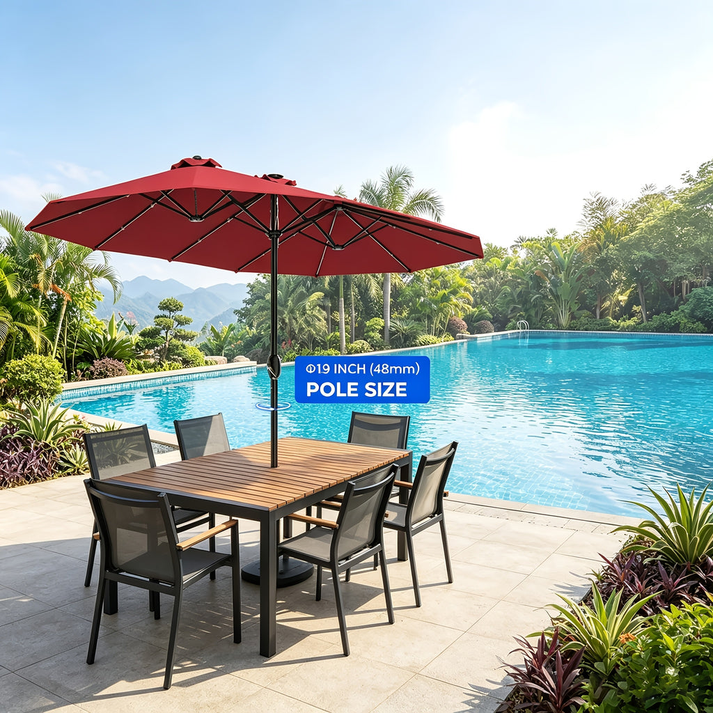 15ft double sided patio umbrella rgb solar colorful lights