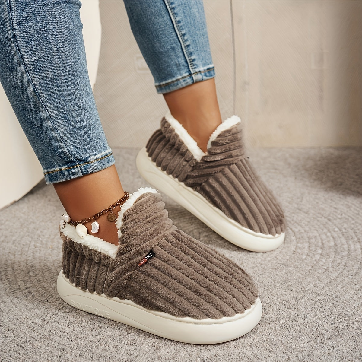 fashionable   warm fleece lined slippers casual