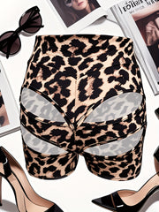 summer leopard   high waisted shorts cutouts hips