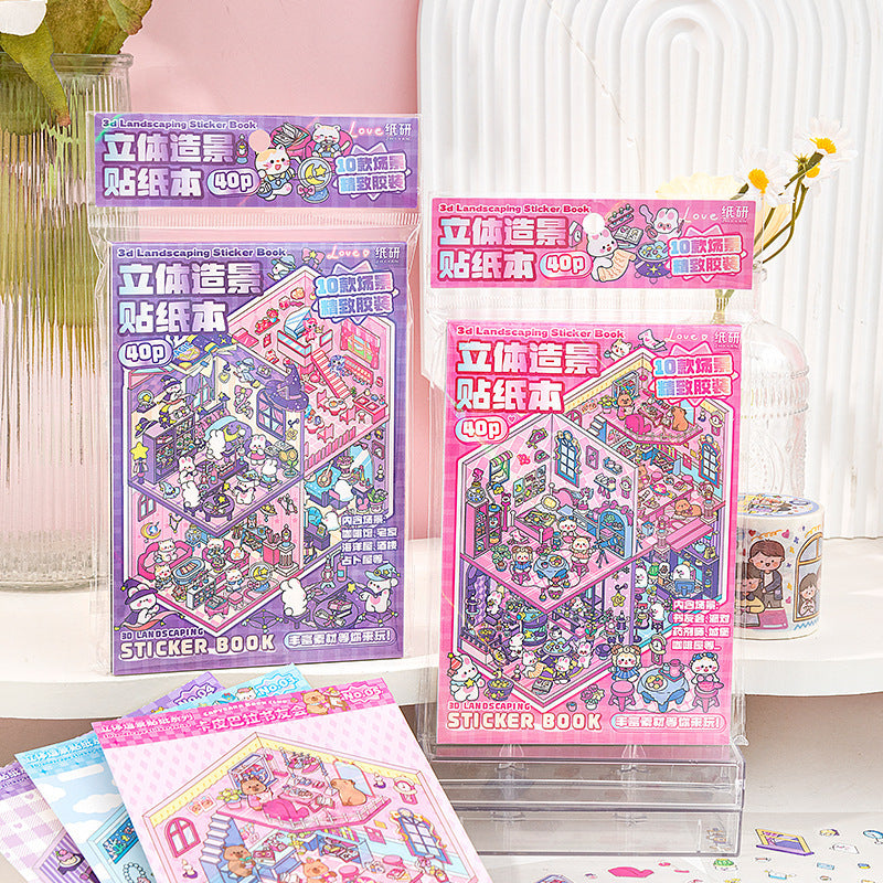 page soft colored cute character sticker book stackable