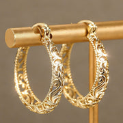 1 pair elegant sparkling hollow pattern hoop earrings women