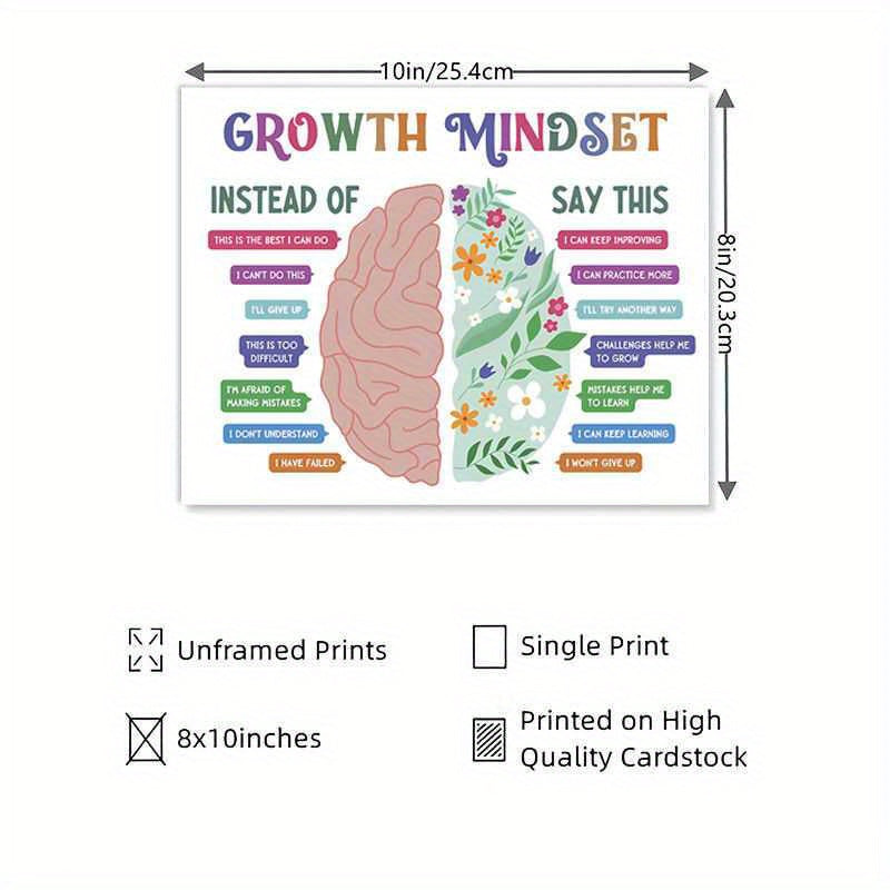 growth mindset inspirational quote poster 8x10 unframed