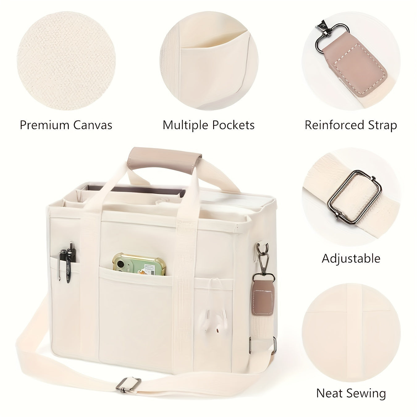 large capacity multi pocket shoulder bag compartments