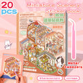 20pcs scene sticker book 12 sheets materials 6 sheets base