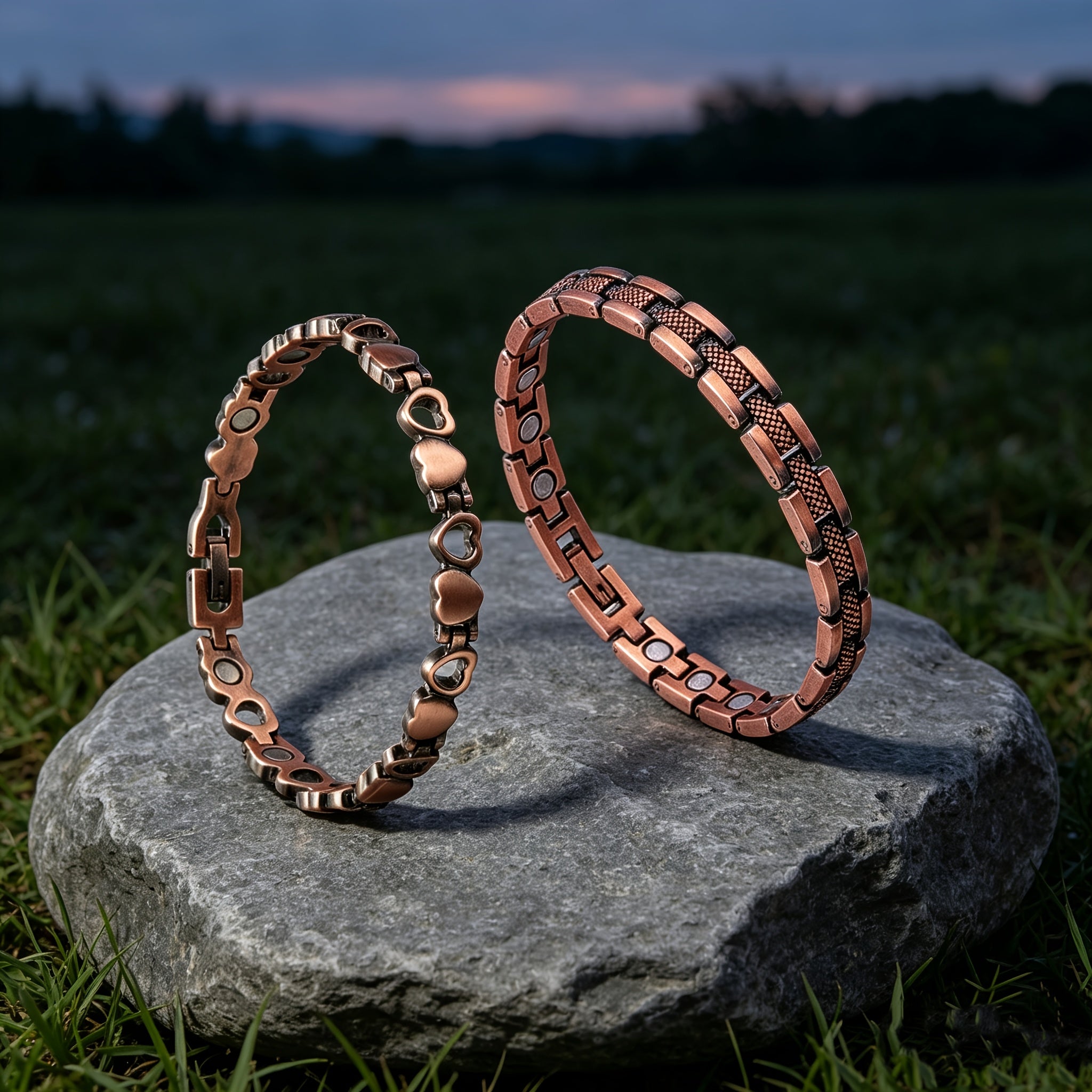 2pcs set womens copper magnetic anklets   a free size