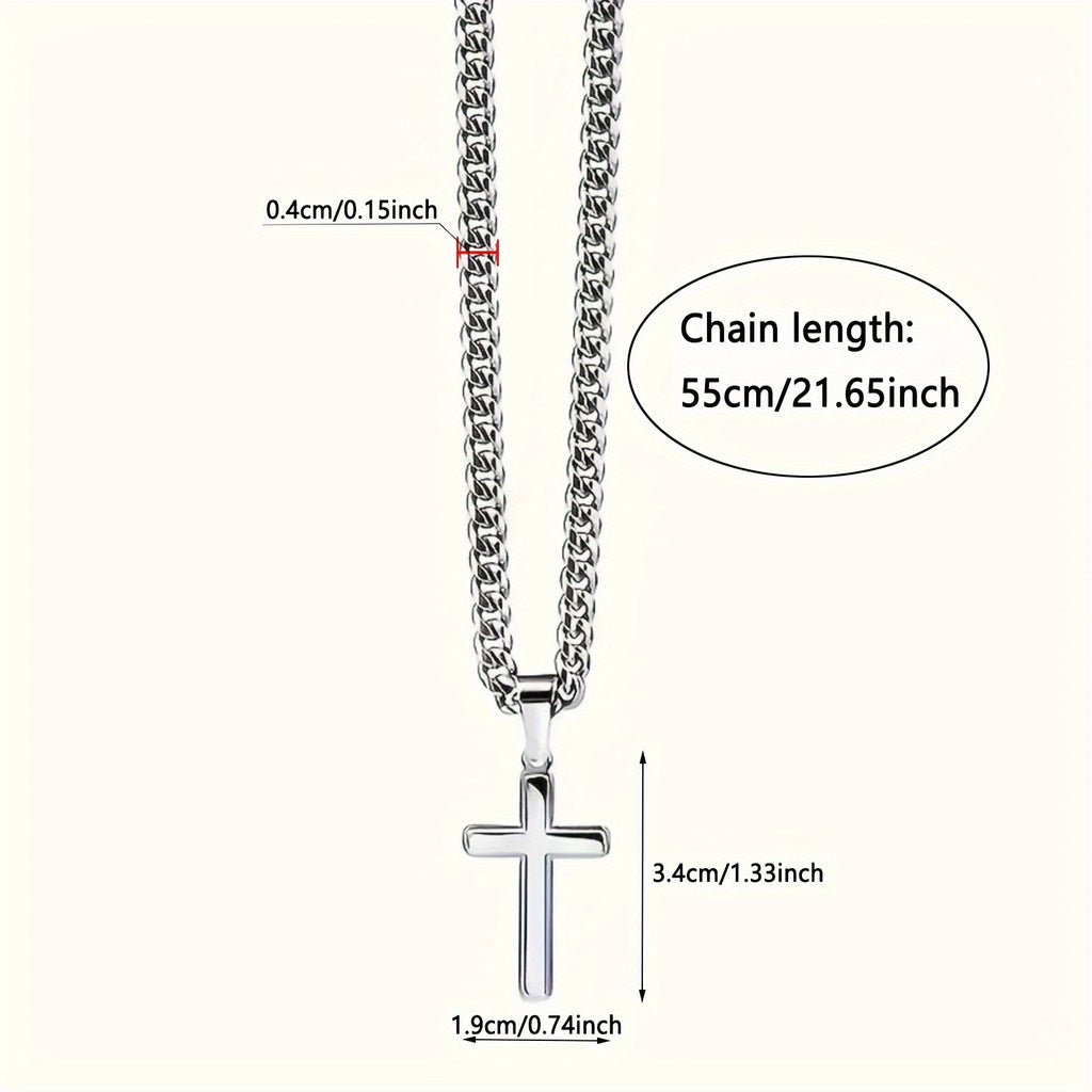 son cross necklace cuban link stainless steel cross pendant