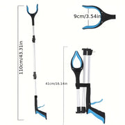 tri fold blue extra long 43 inch foldable trash grabber