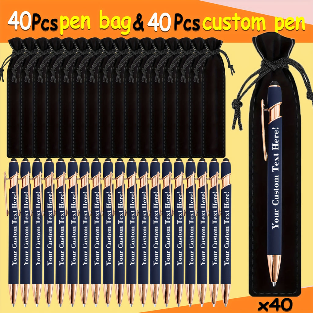 set 80 custom engraved ballpoint pens including a pen case