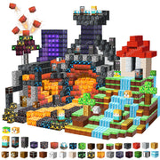 magnetic building block toy lava adventure halloween scene