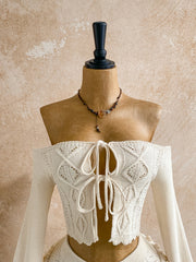 two piece womens fashionable   shoulder tie front sweater