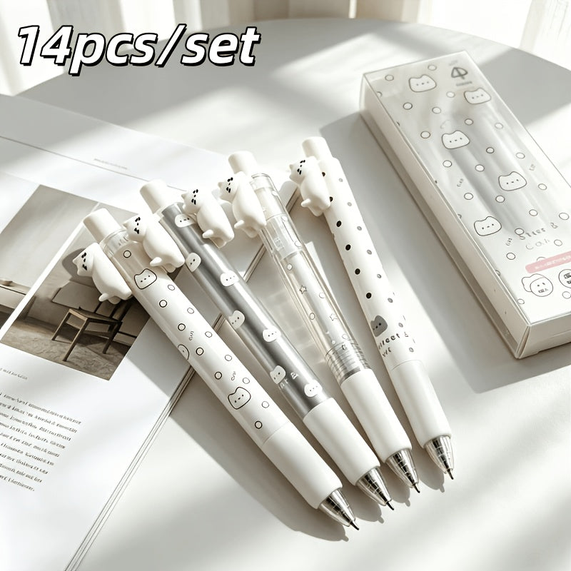 14 pack cute cat shaped   pens 0 5mm fine tip black