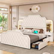 queen size bed frame 2 nightstands mirror modern platform
