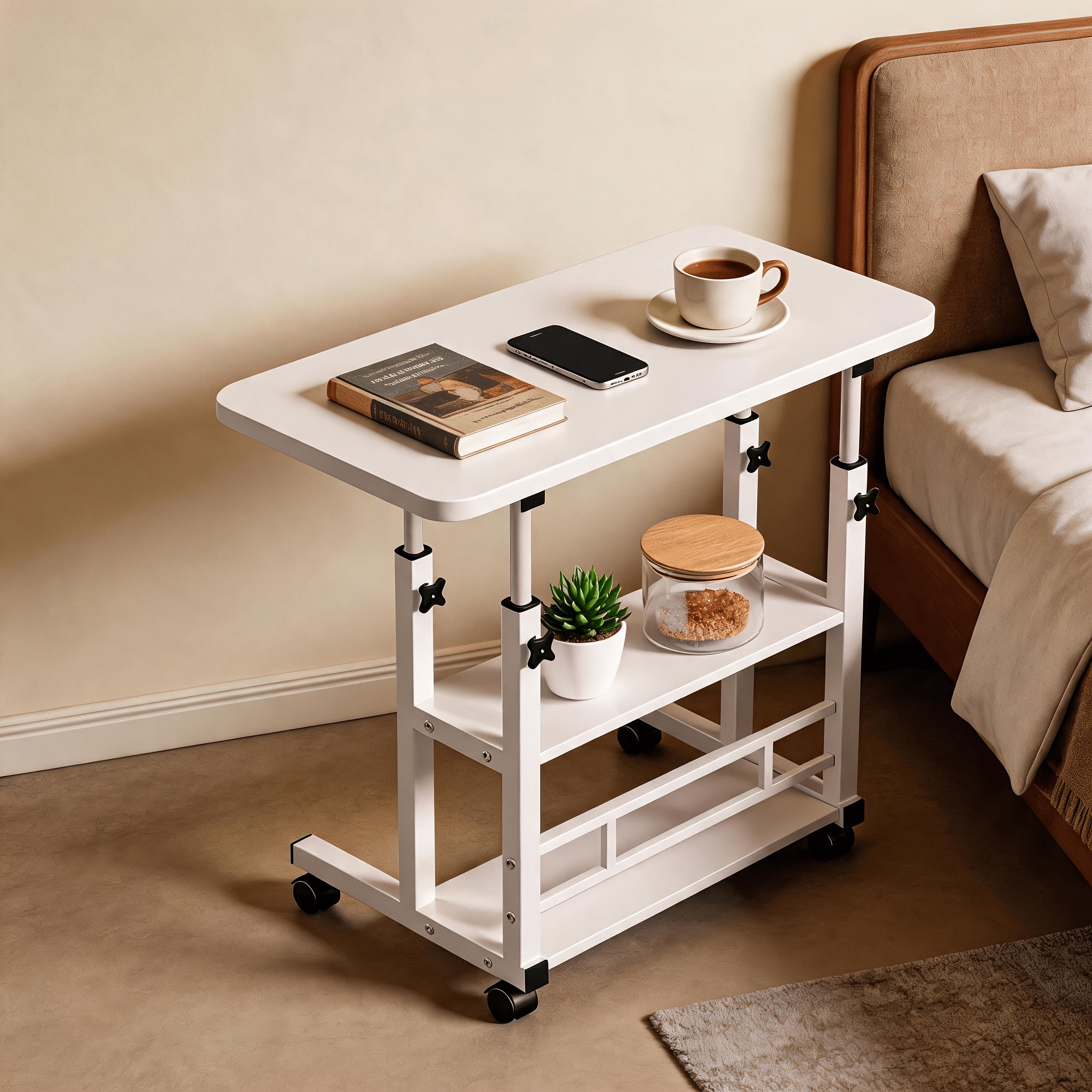 movable height adjustable bedside computer desk adjustable