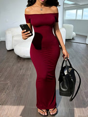 womens solid shoulder short sleeve dress women's clothing
