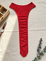 red halter neck   bodysuit hot open back halter neck fun