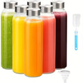 6 pack 18oz glass water bottles lids reusable glass juicing
