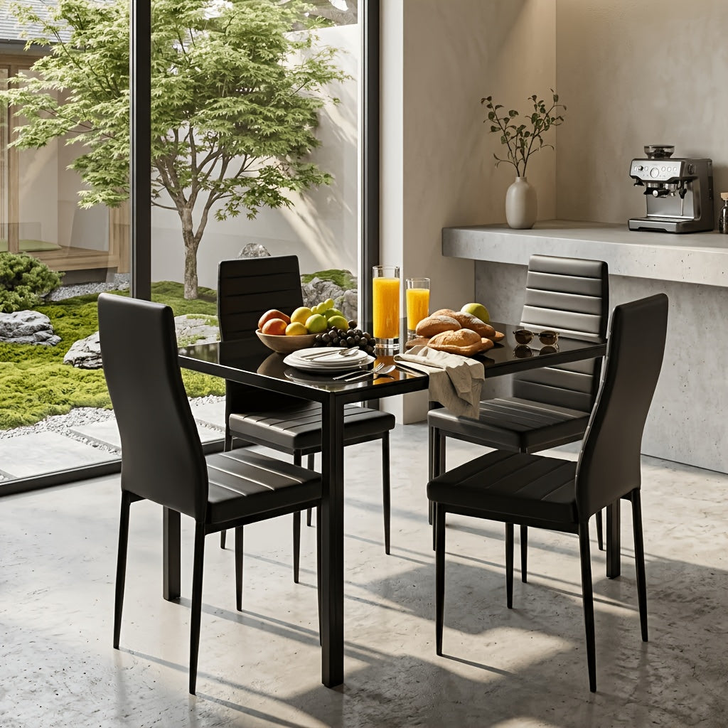 5pcs set dining table set modern rectangular glass dining