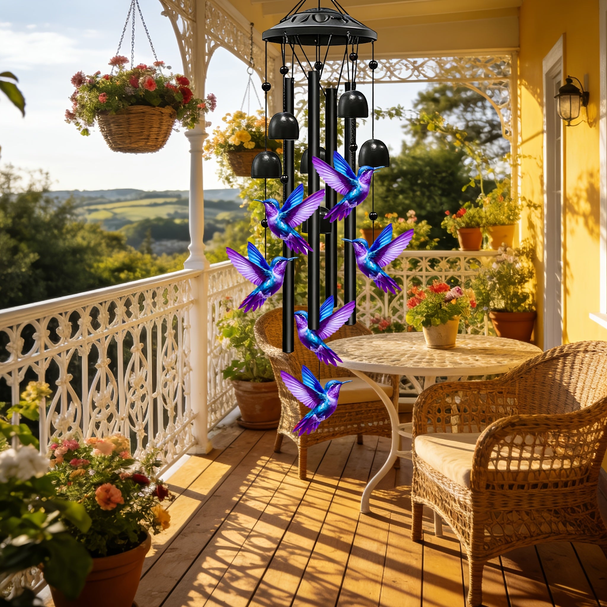 hummingbird wind chimes outside deep tone memorial