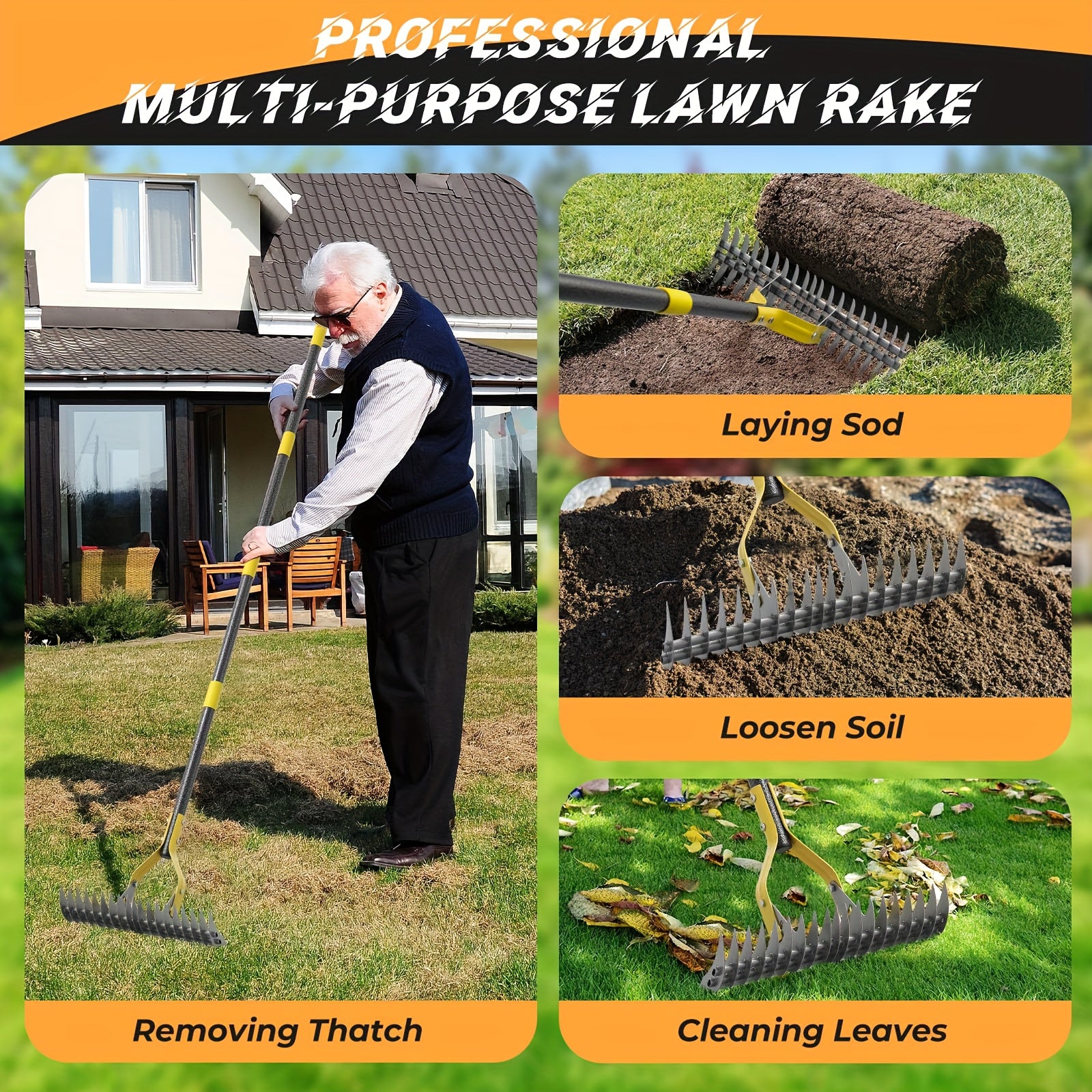 thatch rake lawn   15in thatching rake