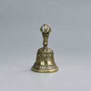 one carved bronze bell hand held shaker clapping handle