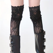 1 pair youth lace floral pattern tights thin long socks