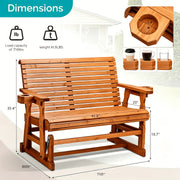 hd outdoor glider bench wood patio glider cup holders porch