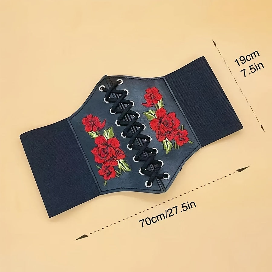 ladies floral cinch belt   elastic waist belt