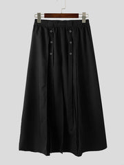 men full length skirt elastic waist asymmetric split