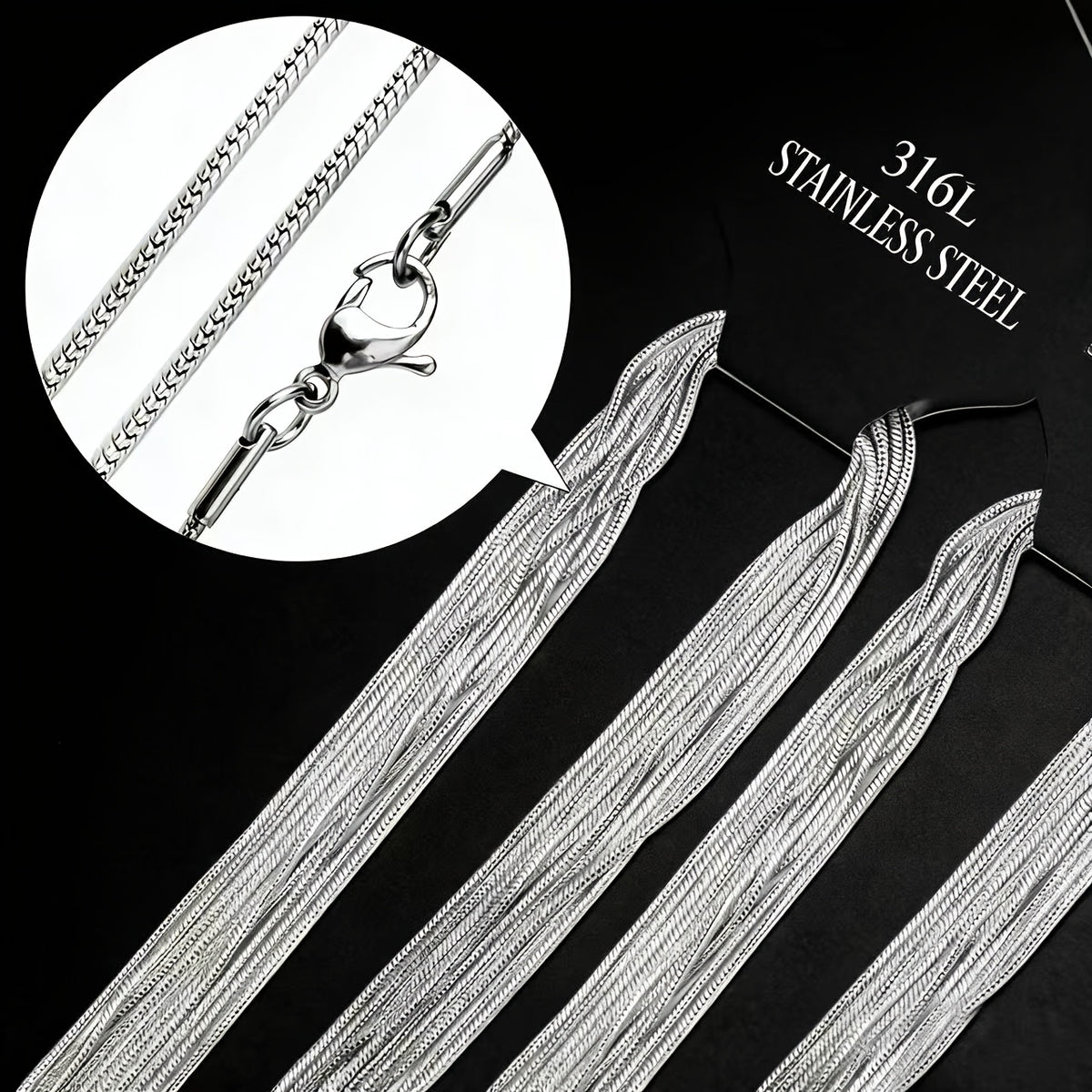 1pc 316l stainless steel thin   chain necklace 2mm