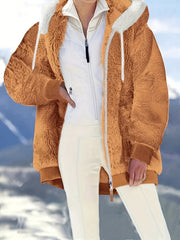 womens fall winter fleece lined hooded jacket zipper elegant
