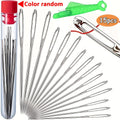 15 large random eye sewing needles hand   faux leather