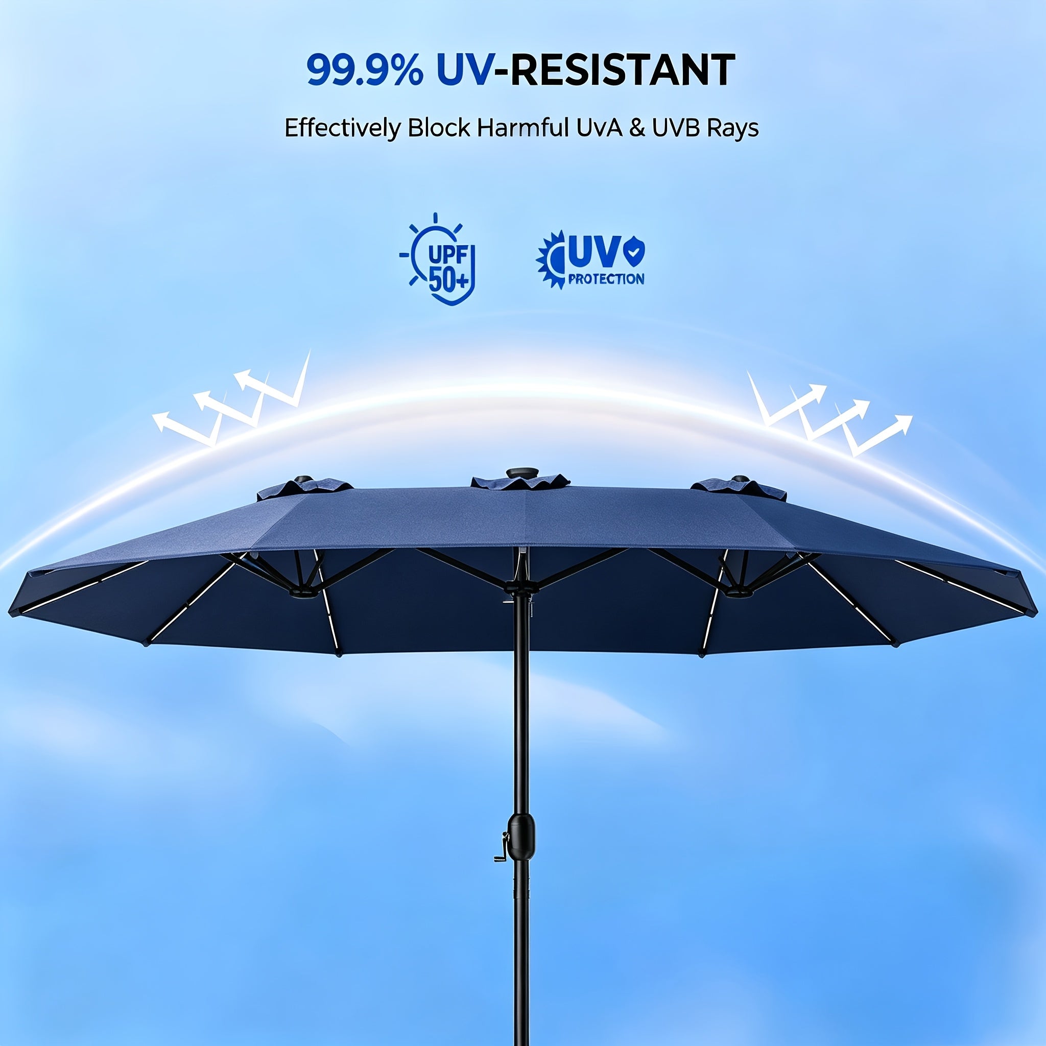 15ft double sided patio umbrella rgb solar colorful lights