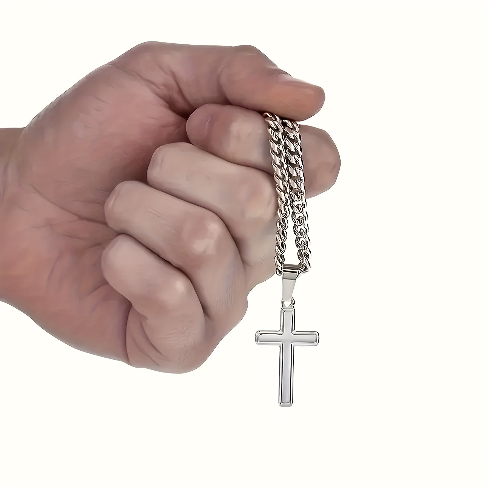 son cross necklace cuban link stainless steel cross pendant