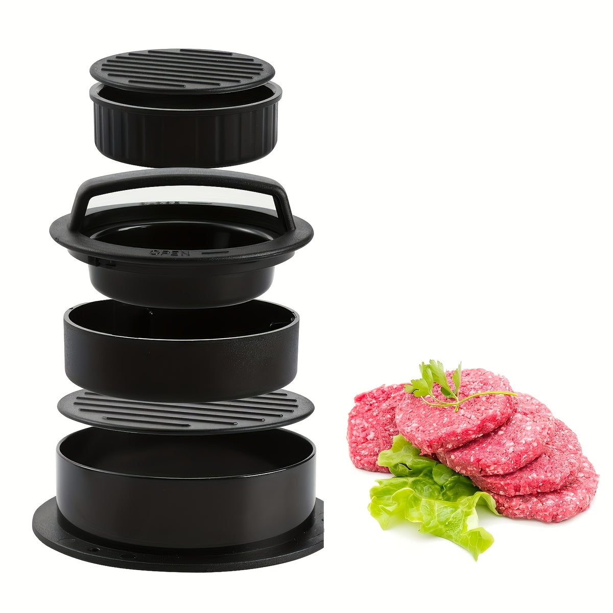 1pc 3 in 1 hamburger press meat patty press cheeseburger