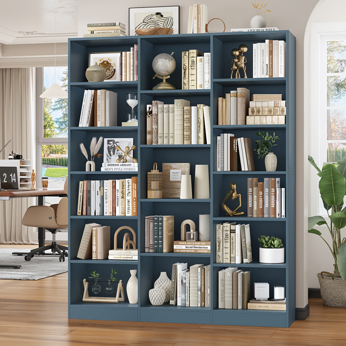 fultru triple wide bookshelf 6 tier large bookshelf bookcase