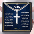 son cross necklace cuban link stainless steel cross pendant