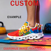 mens white plus size custom logo text image sneakers