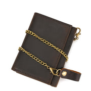 men vintage chain trifold pocket wallet wtih key holder