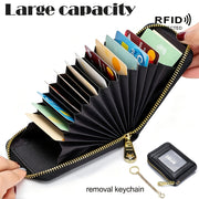 women rfid credit card holder wallet keychain id window