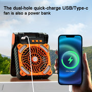 outdoor camping fan portable solar powered dual use fan led