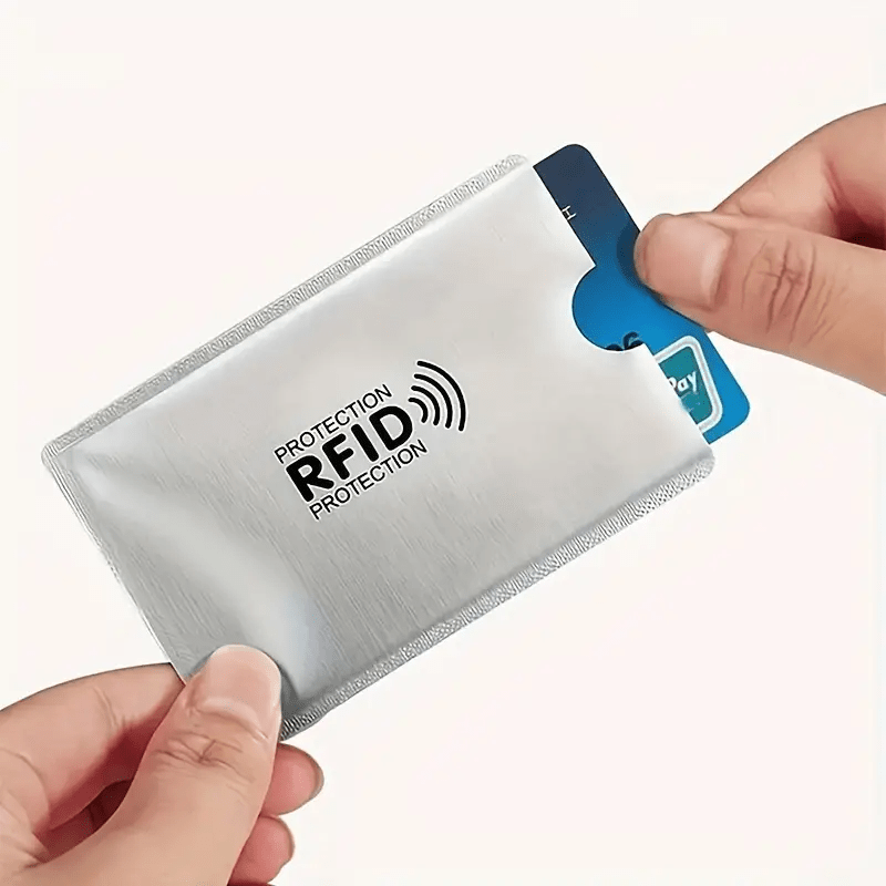 set 5 rfid blocking credit card protectors geometric pattern