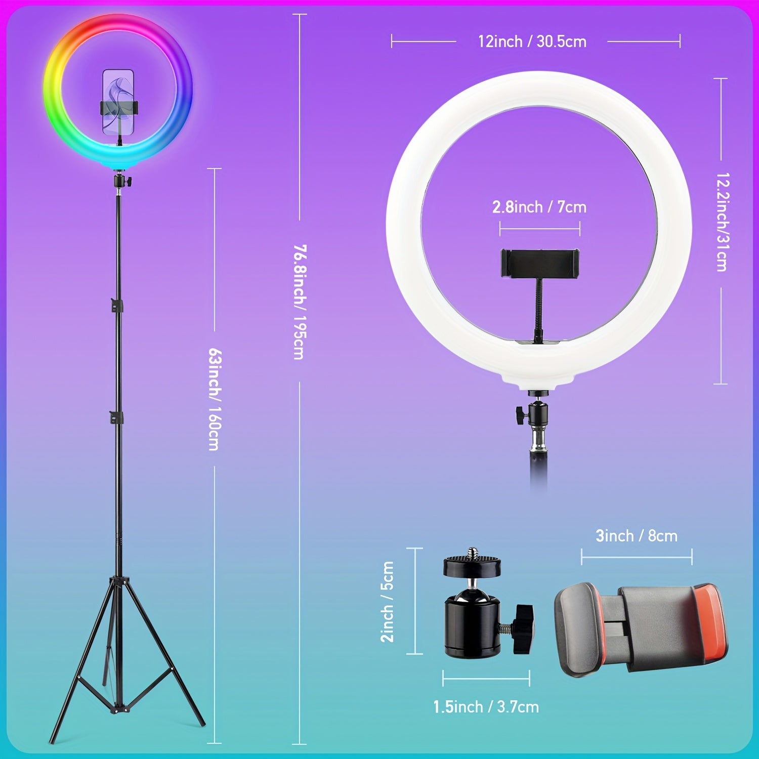 12 adjustable ring light 63 adjustable tripod