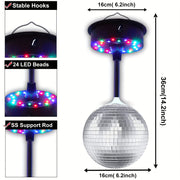 remote control rgb dj disco ball light rotating mirror 6