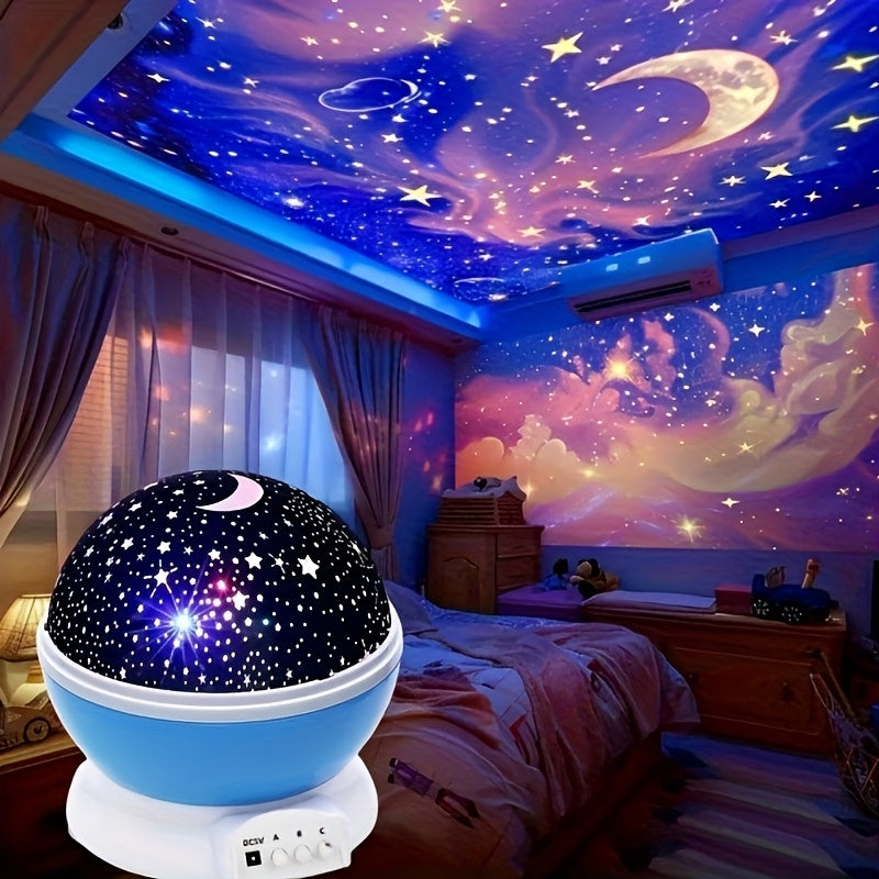 3d rotating star moon projector night light usb powered